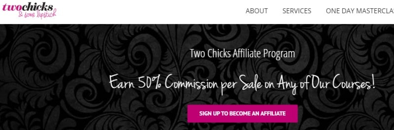 screenshot of the Two Chicks And Some Lipstick website