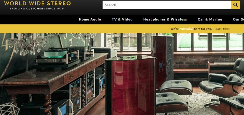 screenshot of the world wide stereo website