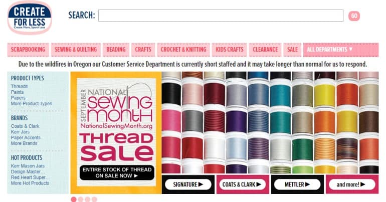 create for less screenshot featuring rolls of sewing thread