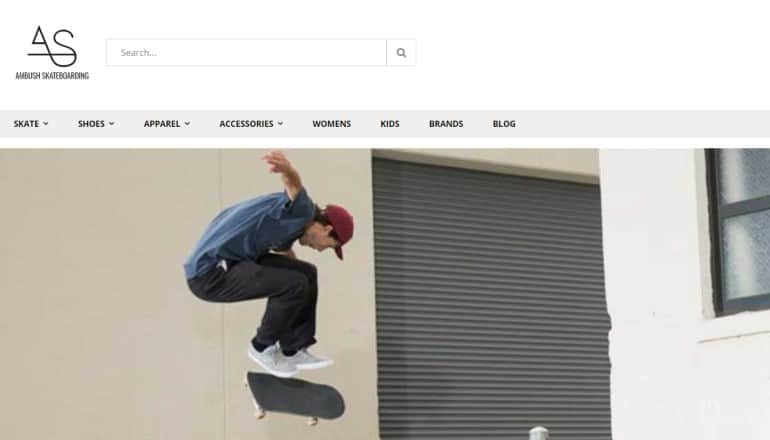 screenshot of the ambush skateboarding website