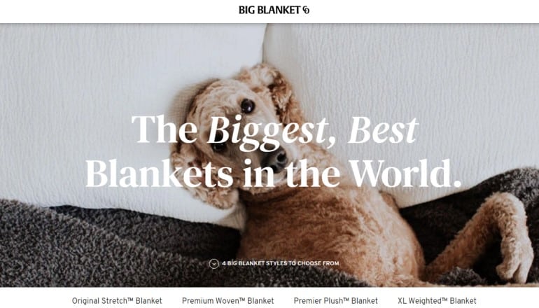 screenshot of the big blanket website