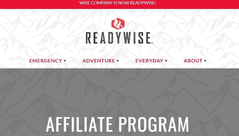 screenshot of the readywise affiliate webpage