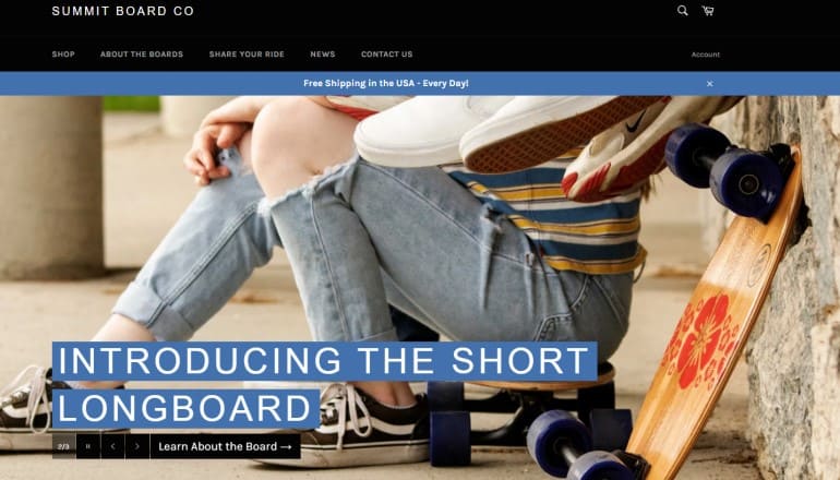 screenshot of the summit board website