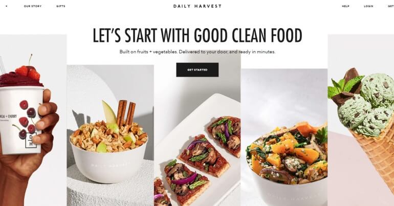 screenshot of the daily harvest website