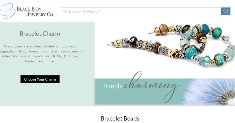 screenshot of the black bow jewelry website