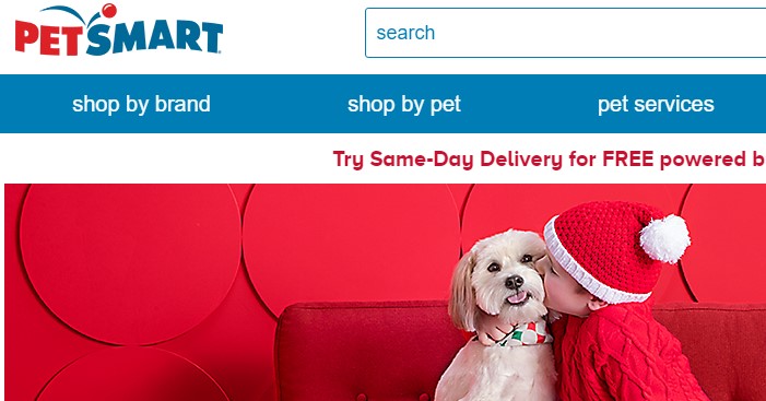 screenshot of the petsmart website for review