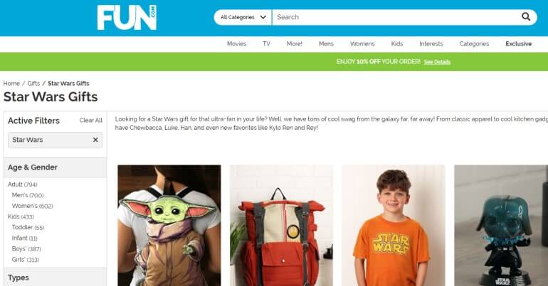 screenshot of the fun.com website