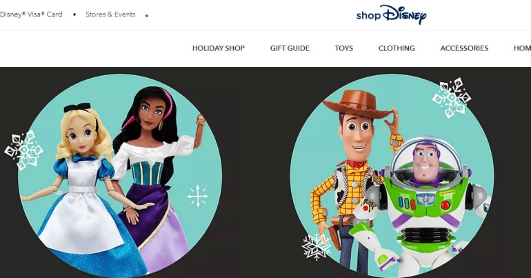 screenshot of the shopdisney website 