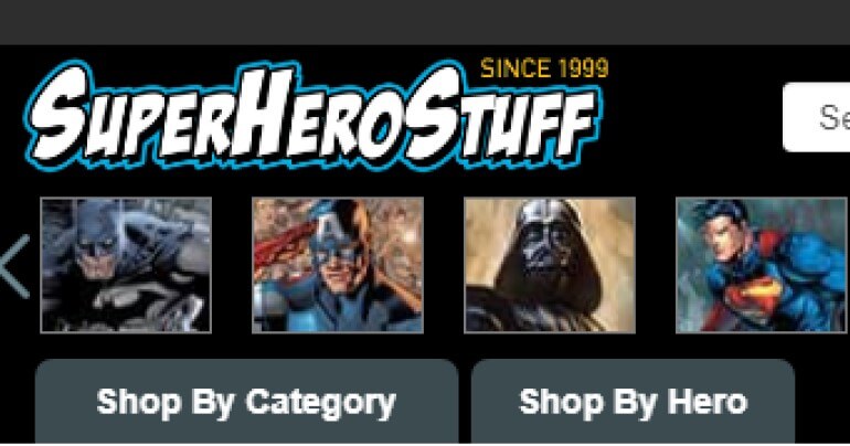 screenshot of the superherostuff.com website