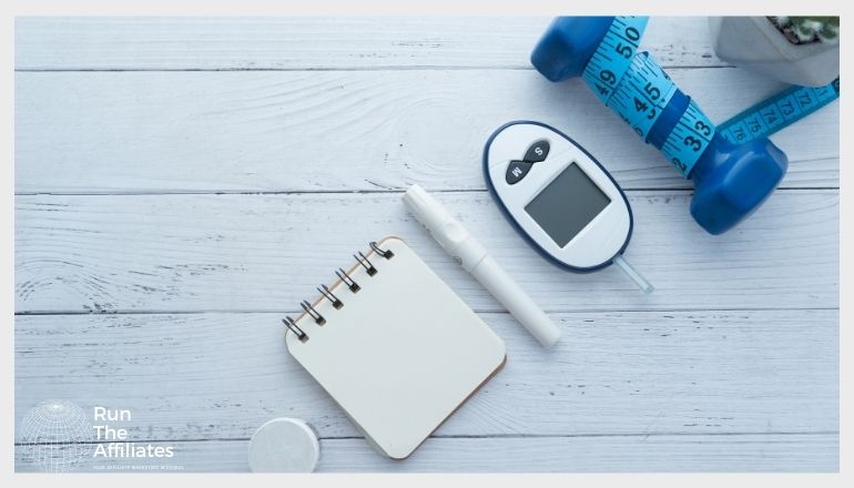 diabetes diagnostic tools laying on a wood table