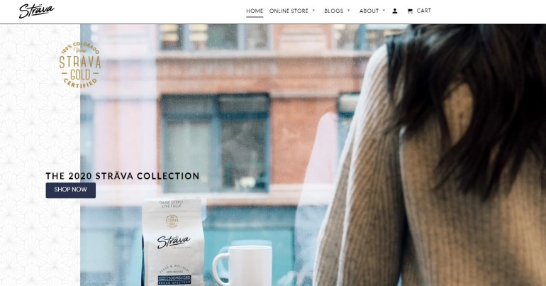 screenshot of the Strava coffee website
