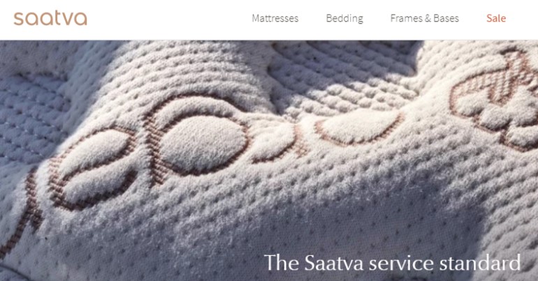 screenshot of the saatva website