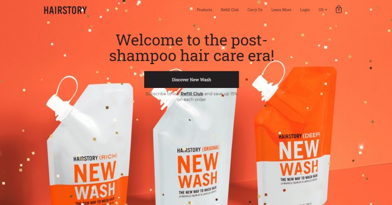 screenshot of the hairstory website