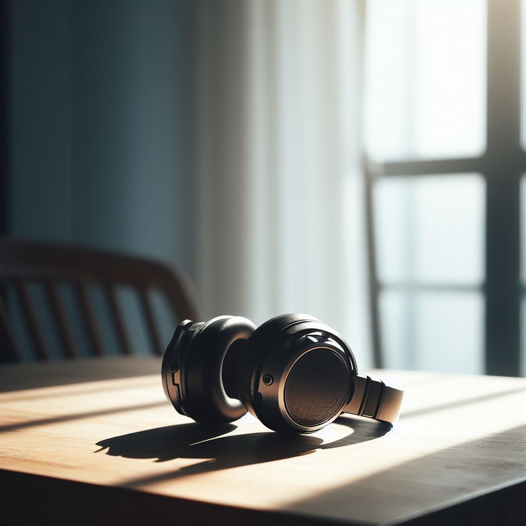 headphones on a table